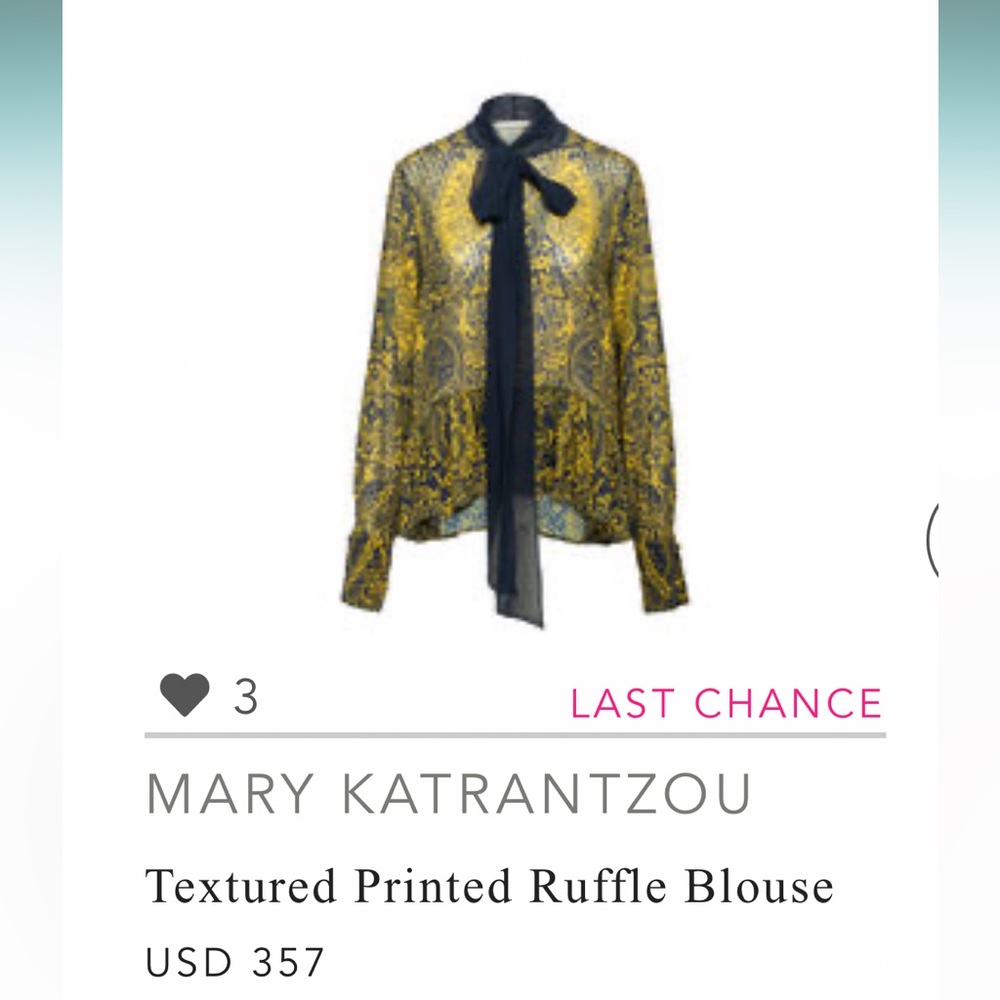 MARY KATRANTZOU ITALIAN SILK CONTRAST BLOUSE